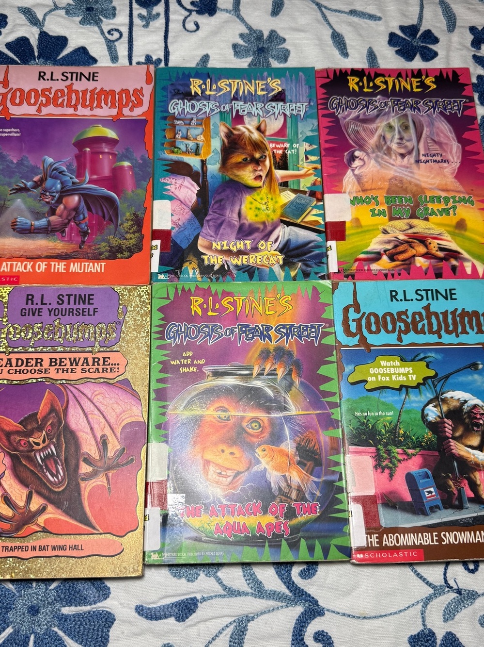 Goosebumps Books Set of 6 90s Horror Halloween Stine Ghosts Bats Scary Mutant